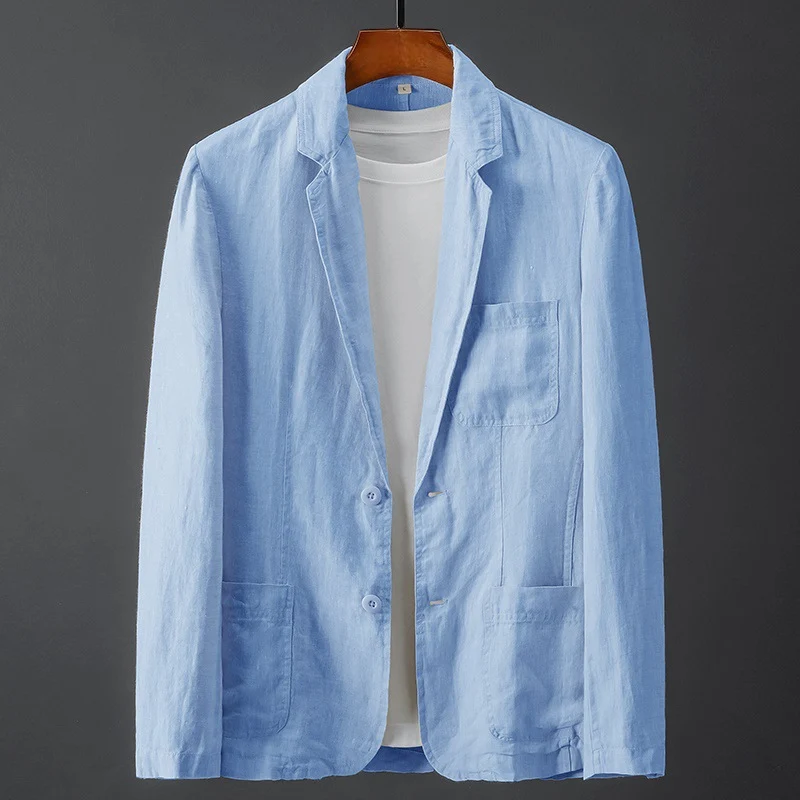 Azure Casual Linen Blazer