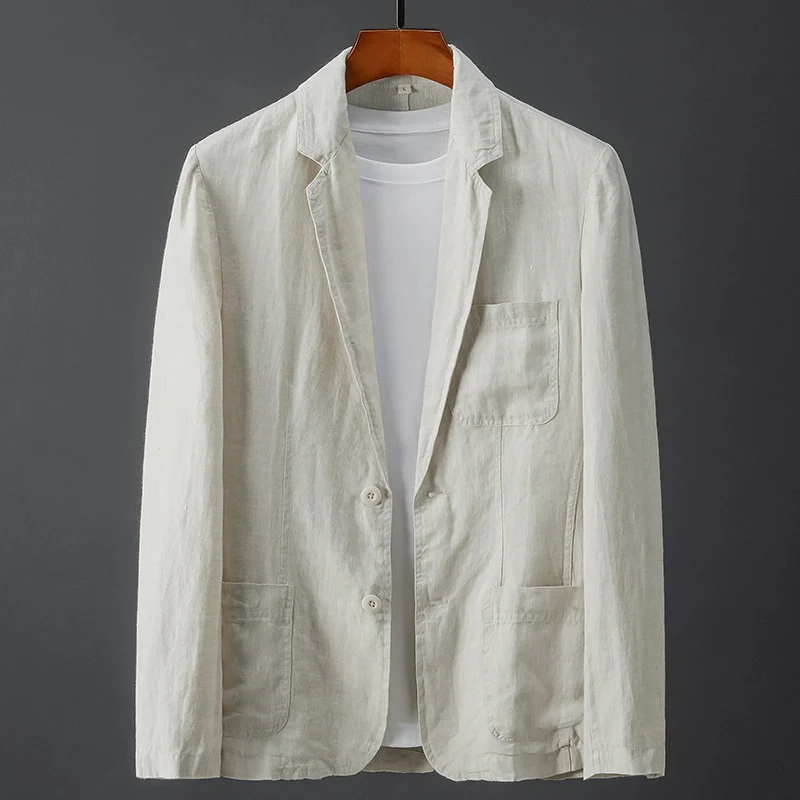 Azure Casual Linen Blazer - Image 4