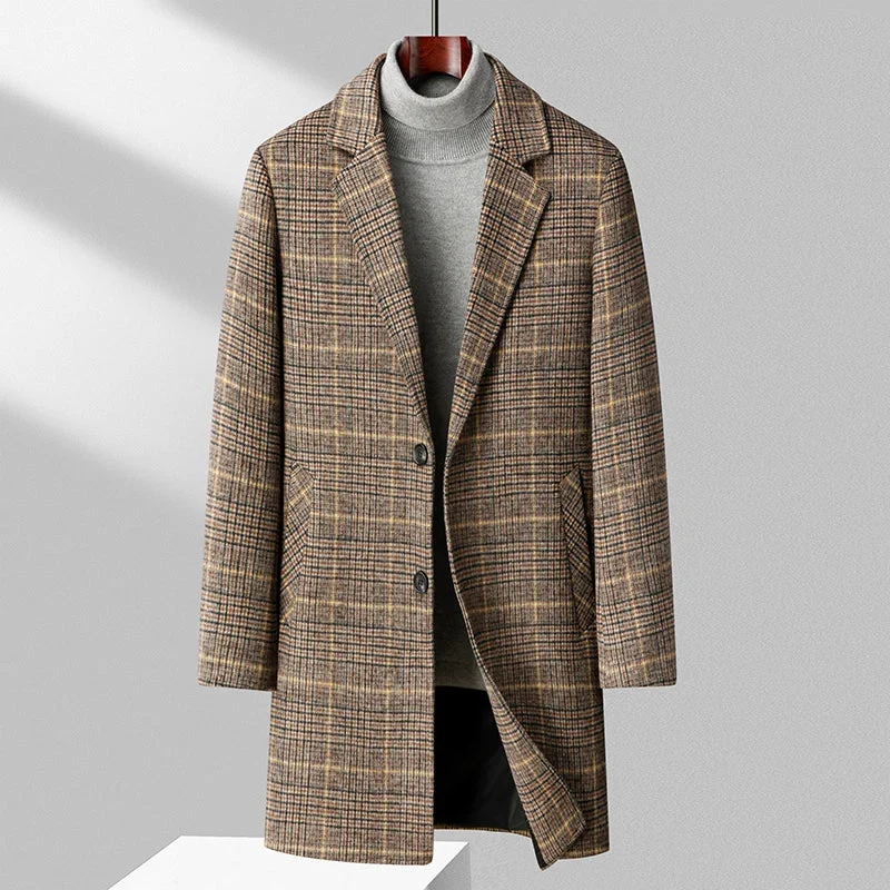Brushed Wool Plaid Overcoat - Image 8
