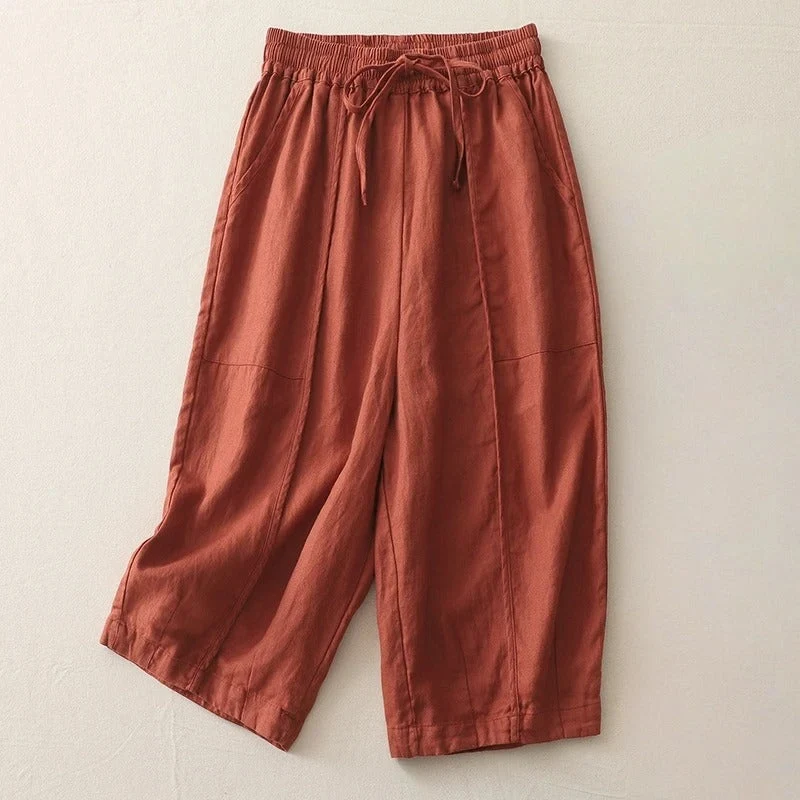 Celina Soft-Waist Cropped Linen Pants - Image 2