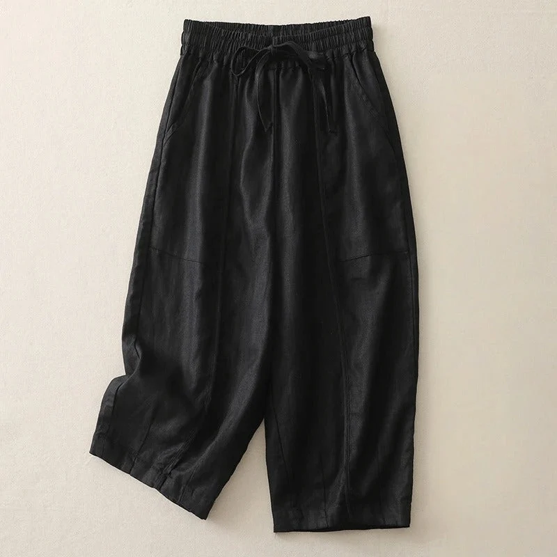 Celina Soft-Waist Cropped Linen Pants - Image 4