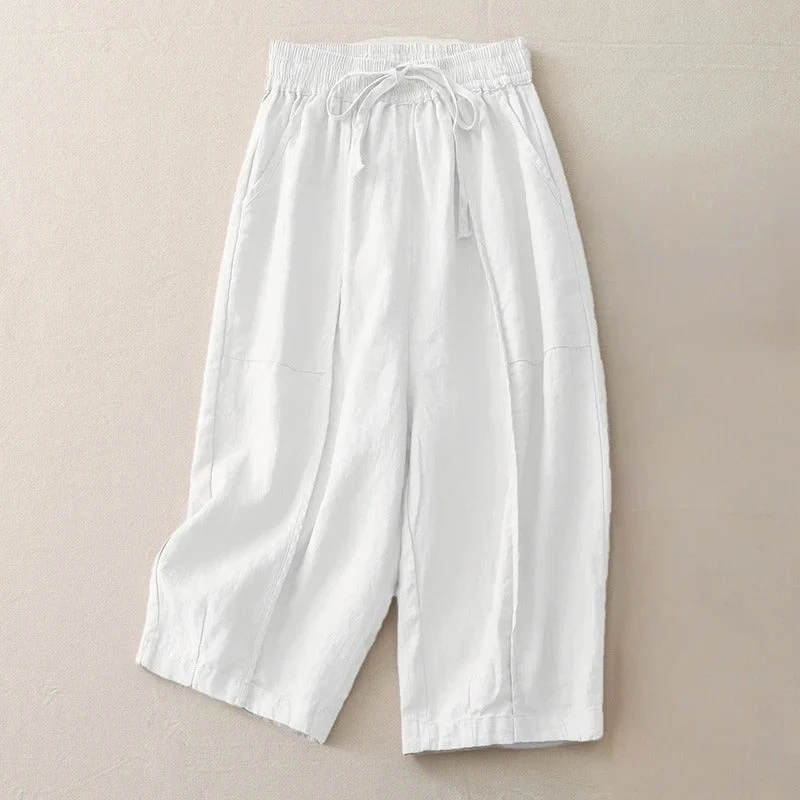 Celina Soft-Waist Cropped Linen Pants - Image 5