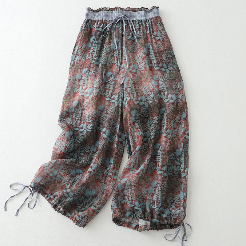 Fern Whisper Drawstring Linen Trousers