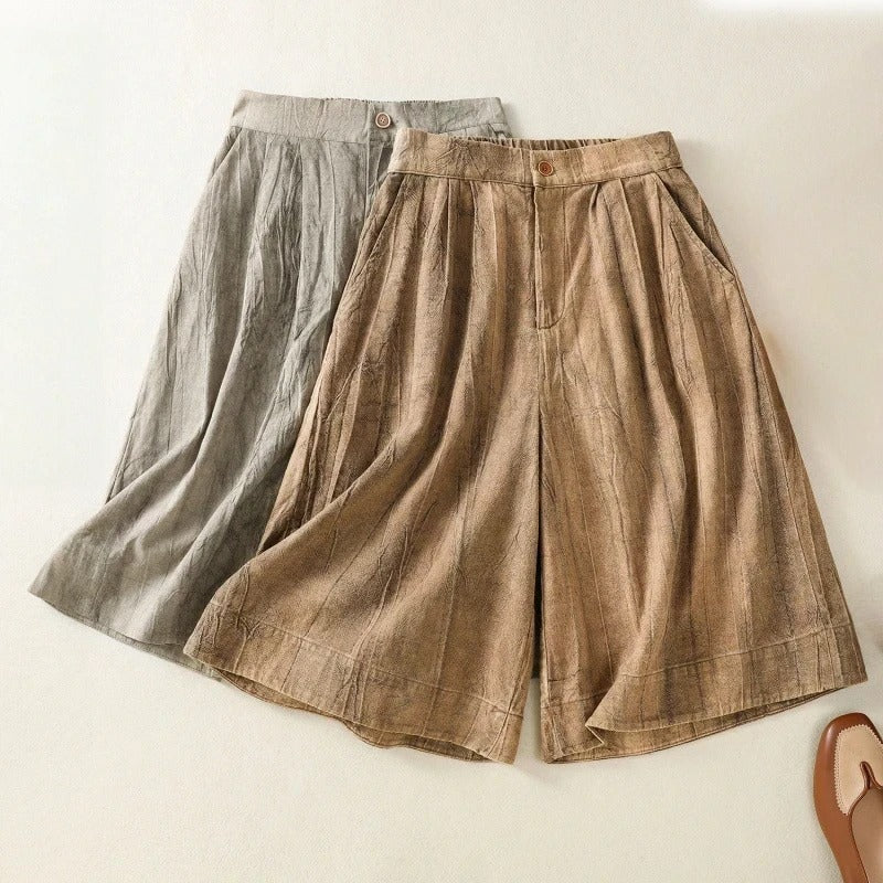 Leona Wide-Leg Linen Shorts - Image 3