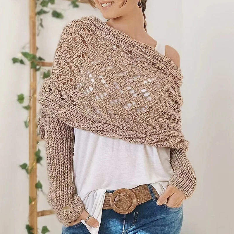 Maribel Knitted Scarf With Sleeves - Image 3