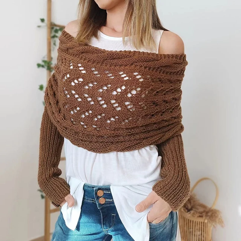 Maribel Knitted Scarf With Sleeves - Image 5