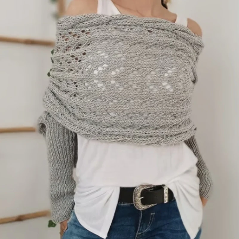 Maribel Knitted Scarf With Sleeves - Image 6