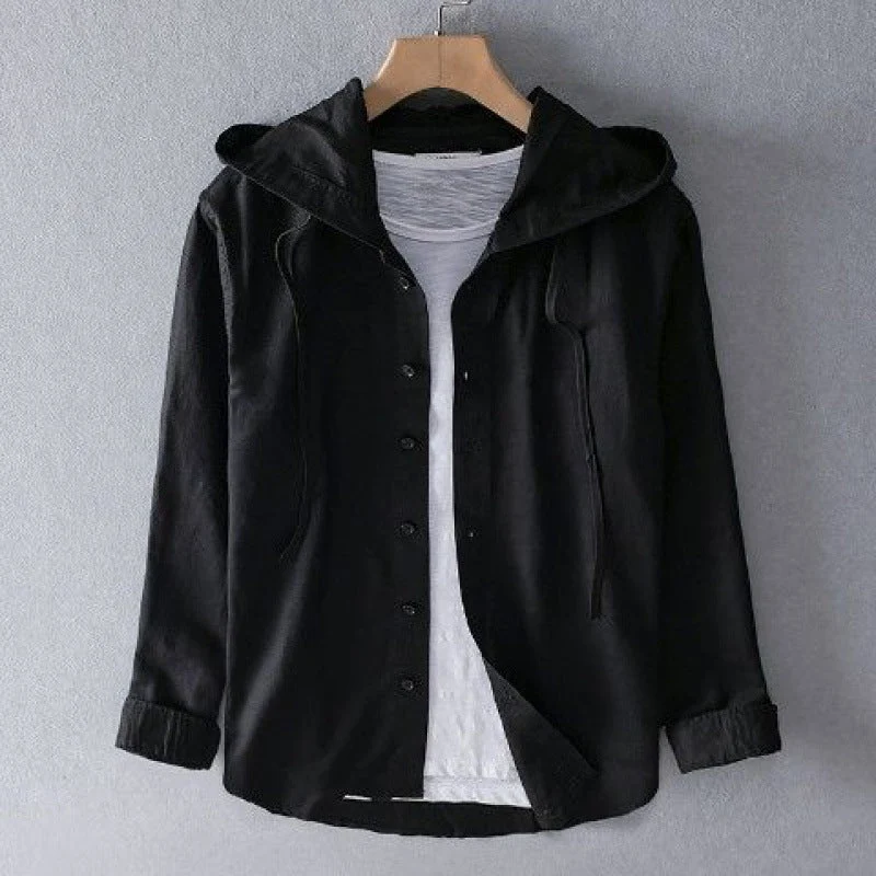 Nova Striped Linen Hoodie Shirt - Image 5