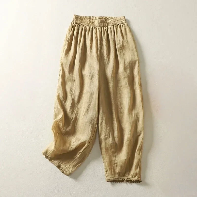 Rhea Cropped Linen Trousers