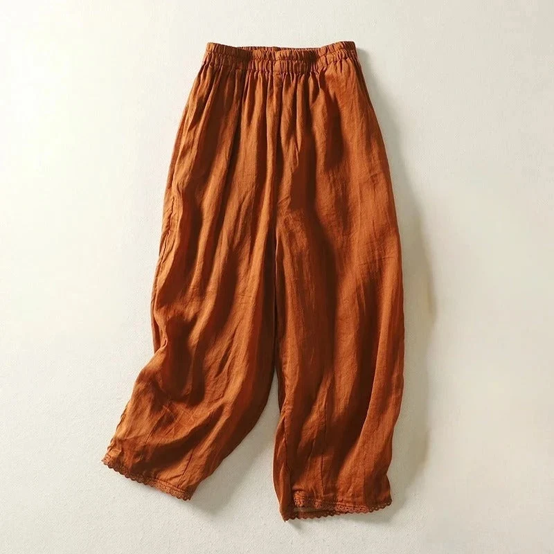 Rhea Cropped Linen Trousers - Image 2