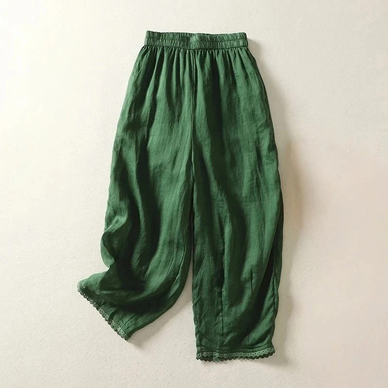 Rhea Cropped Linen Trousers - Image 3