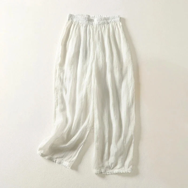 Rhea Cropped Linen Trousers - Image 4