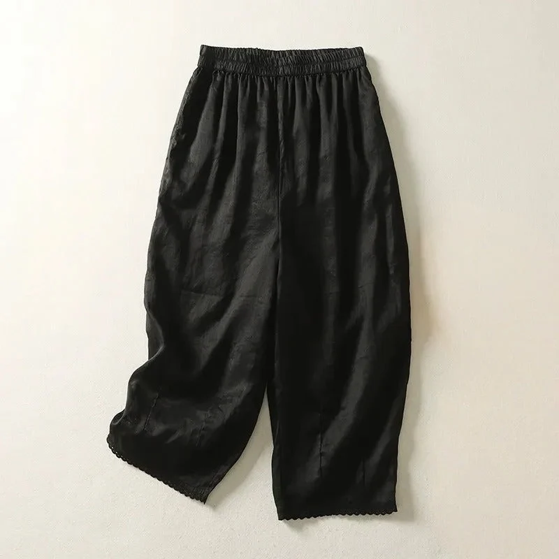 Rhea Cropped Linen Trousers - Image 5