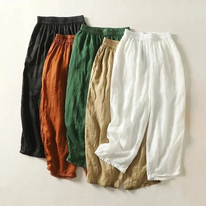 Rhea Cropped Linen Trousers - Image 6