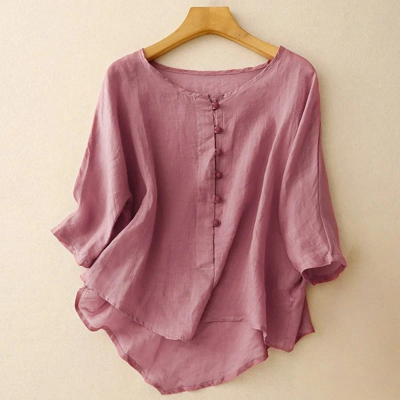 Valeria Curve-Hem Blouse