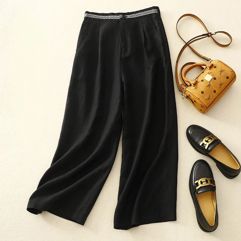 Vivienne Luxe Wide-Leg Linen Trousers - Image 2