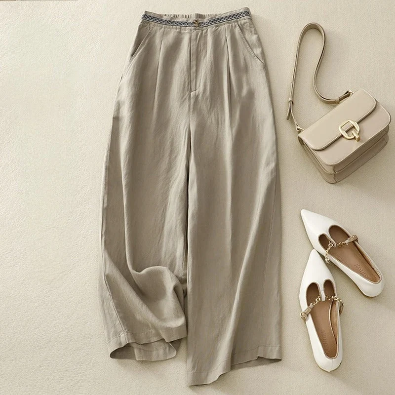 Vivienne Luxe Wide-Leg Linen Trousers - Image 4