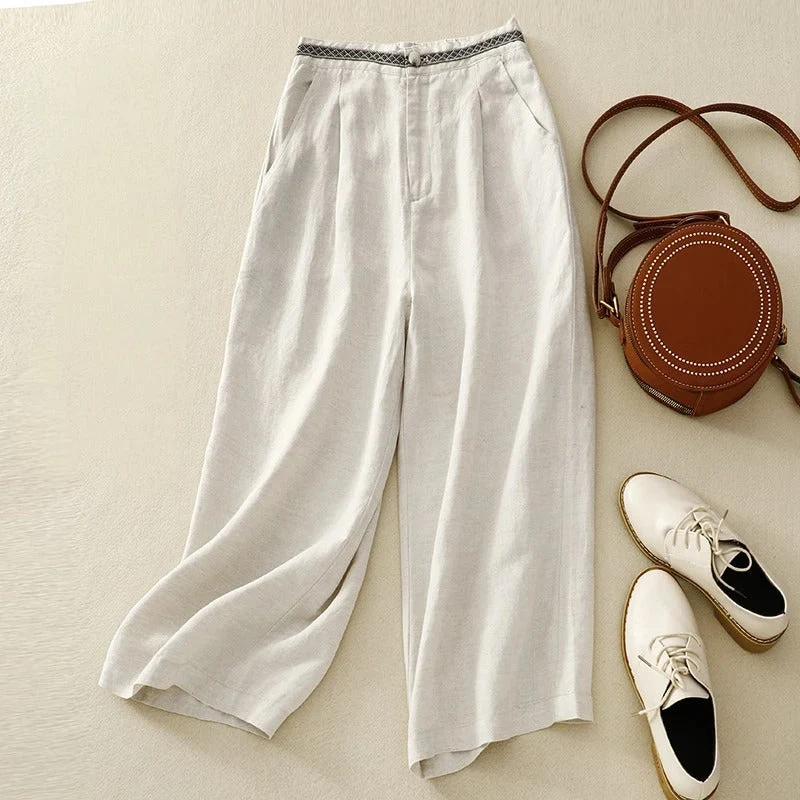 Vivienne Luxe Wide-Leg Linen Trousers - Image 5