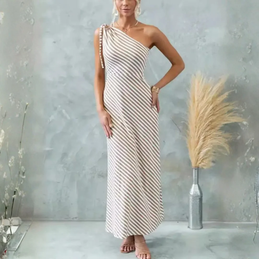 Zavira Striped One-Shoulder Dress - Image 3