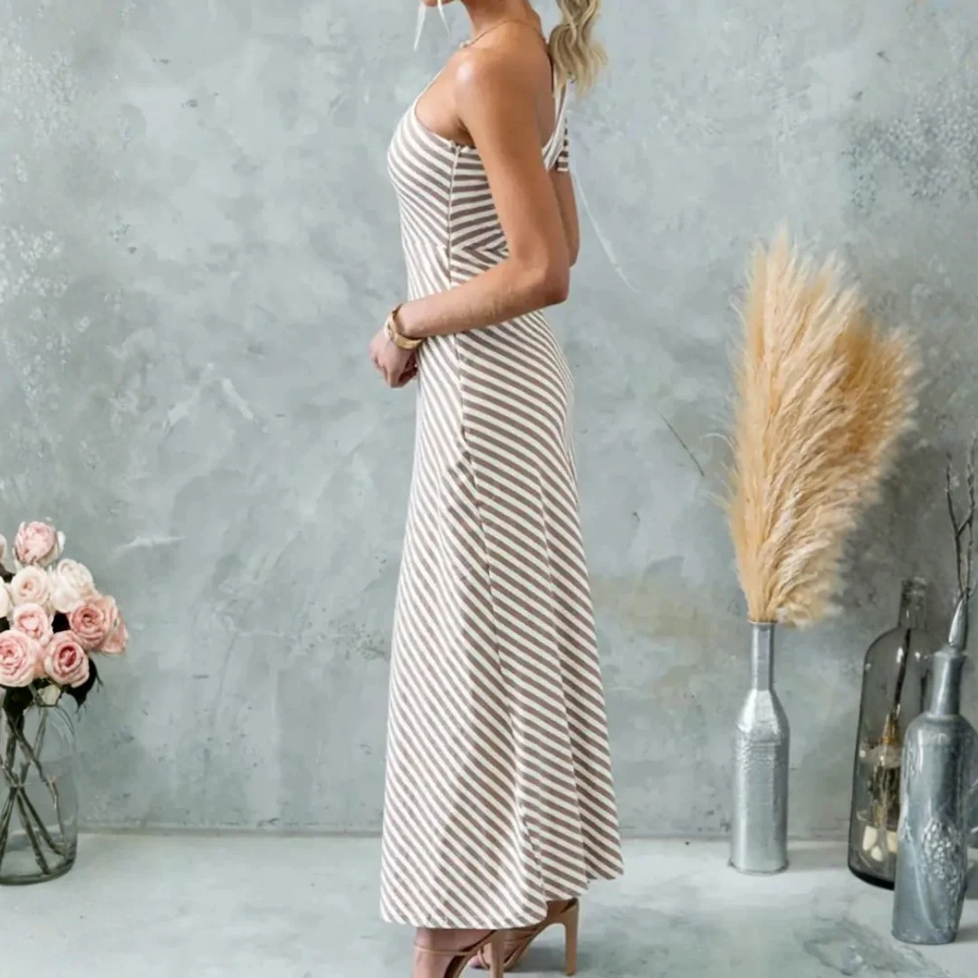 Zavira Striped One-Shoulder Dress - Image 4